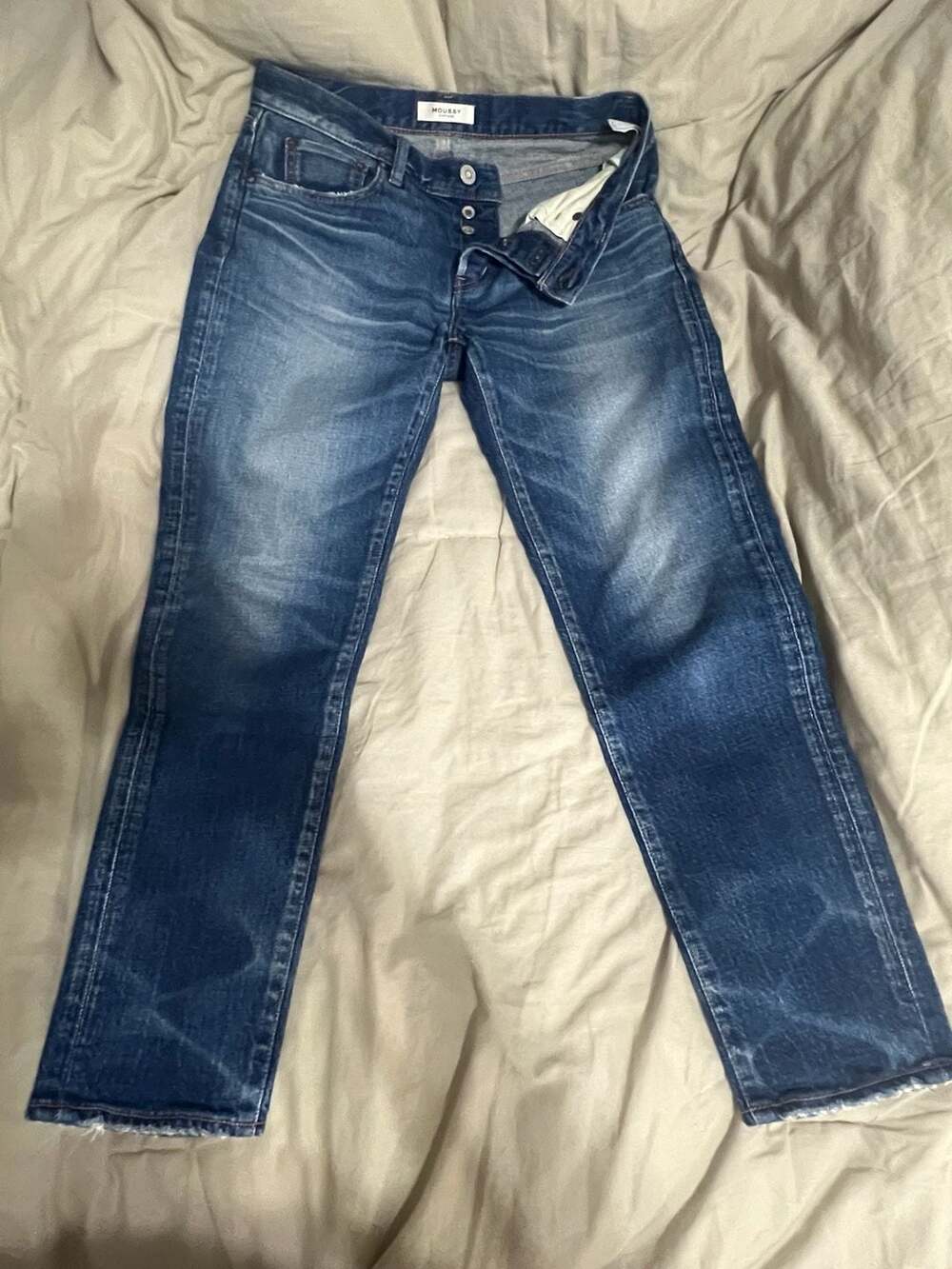 Moussy Vintage Button Fly Jeans Size 30x30 Blue Denim